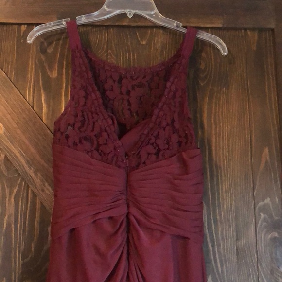 David’s Bridal Wine Long Mesh Bridesmaid Dress - Picture 4 of 5